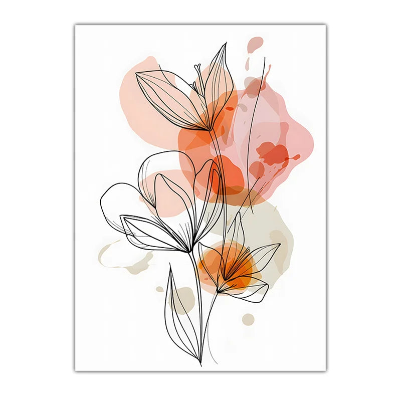 Botanical Flower Canvas Wall Art | Nordic Minimalist Print Canvas Wall Art Peaceful Pleasures Health and Wellness 04 50x70cm NoFrame China Mainland