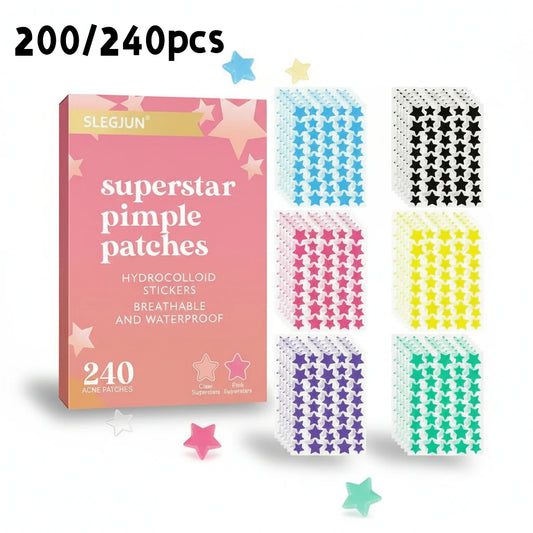 200pcs Colorful Star Pimple Patches Multi-functional Acne Patches Ultra-Thin Face Concealer Cover Facial Decor Gentle Skincare Peaceful Pleasures Health and Wellness