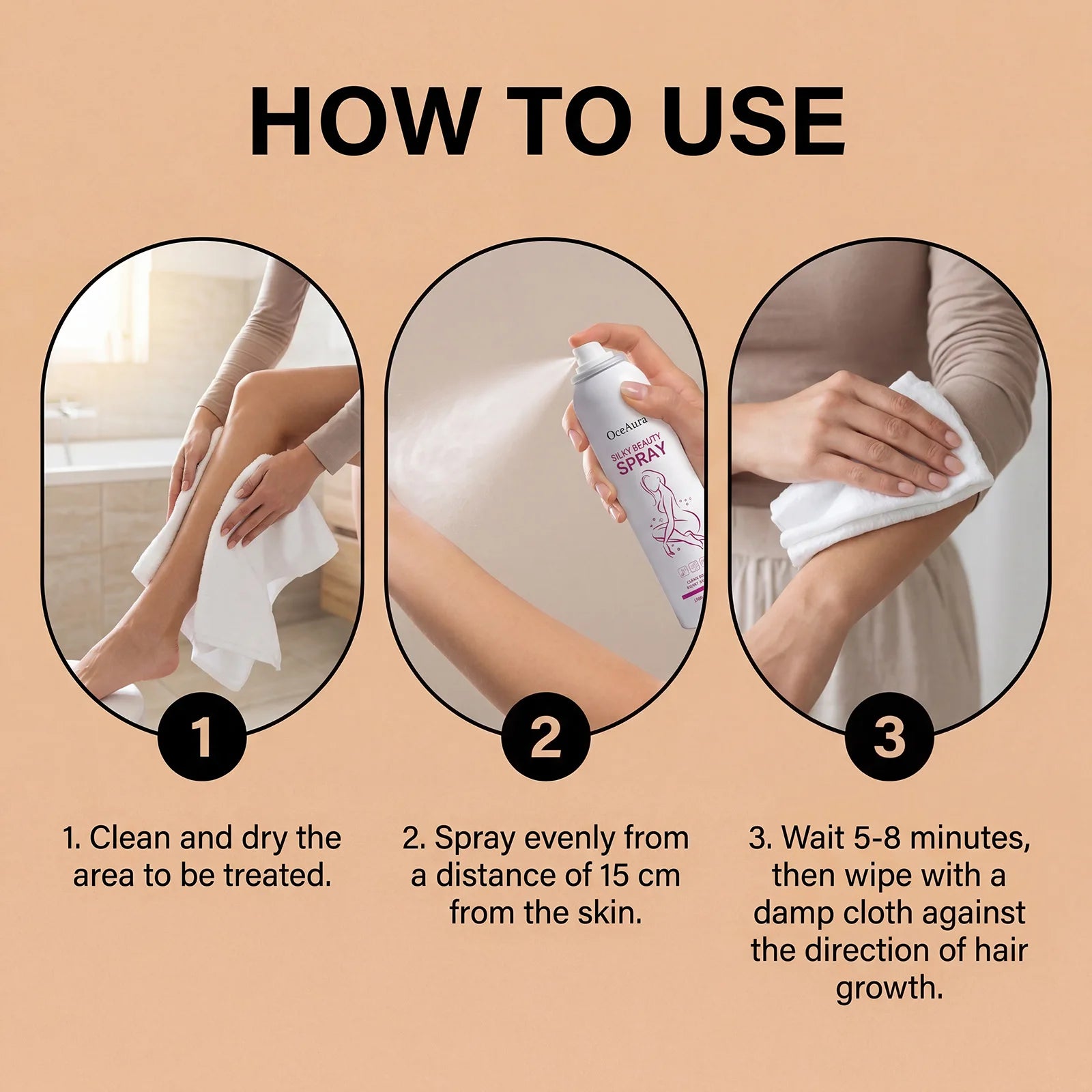 Body Hair Removal Spray Non-Irritating Painless Hair Inhibitor Relieve Discomfort Enhance Smoothness Soothing Soften Skin Care Peaceful Pleasures Health and Wellness