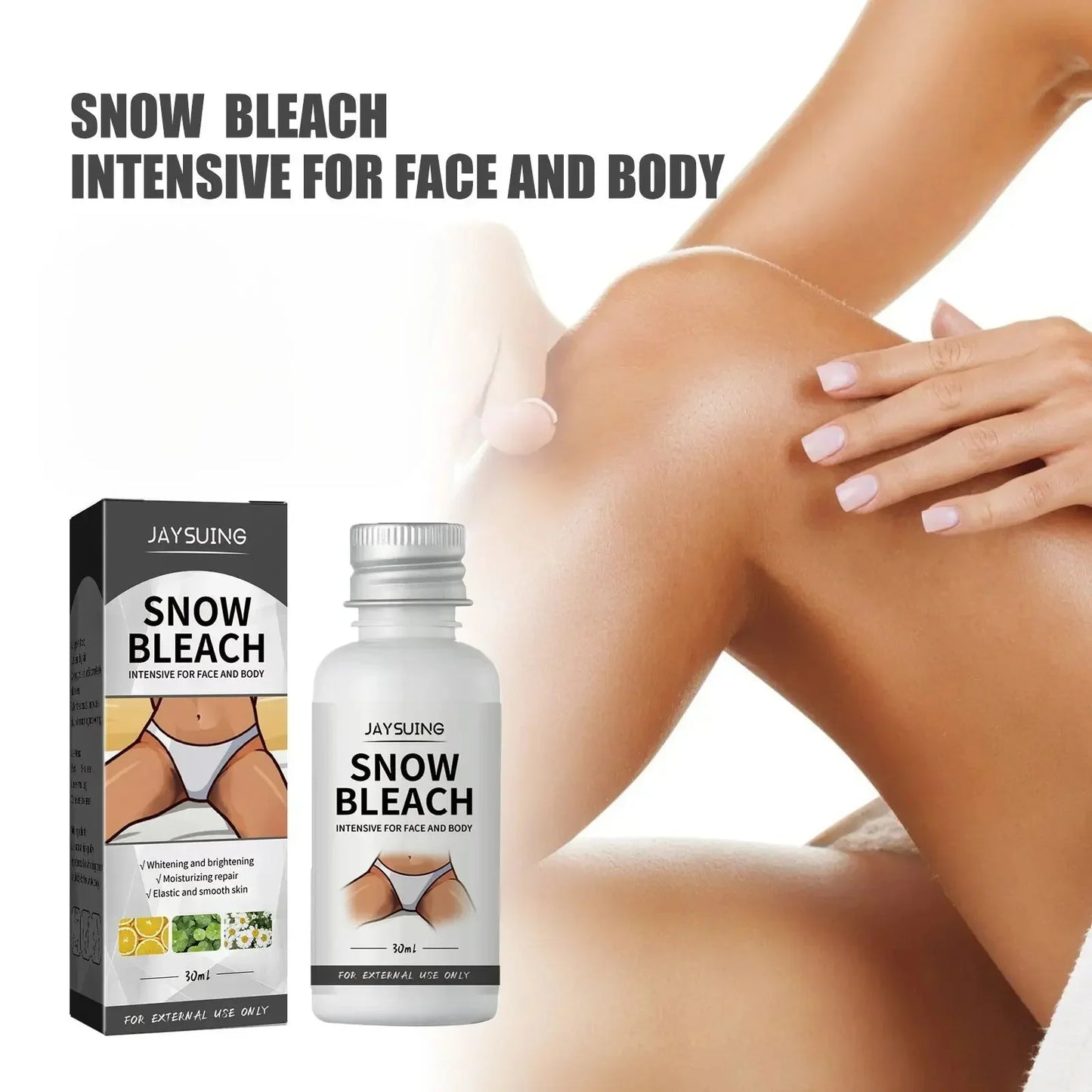 Body Whitening Bleach Cream Brighten Underarm Elbow Knees Joint Removal Intimate Parts Dark Spots Melanin Snow Bleach Cream 30ml Peaceful Pleasures Health and Wellness