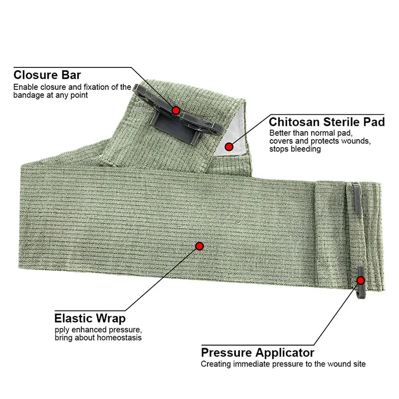 4-6 Inch Emergency Training Trauma Hemostasis Vacuum Plus Compression Israeli Tactical Bandage Pressurized User External Strap Peaceful Pleasures Health and Wellness