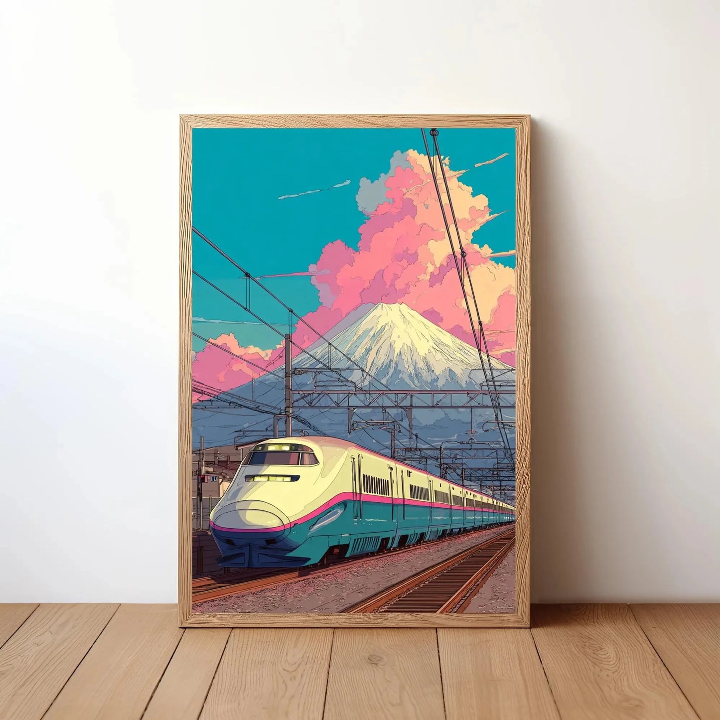 Retro Japanese Railway Canvas Print | Tokyo Rainy Night Wall Art