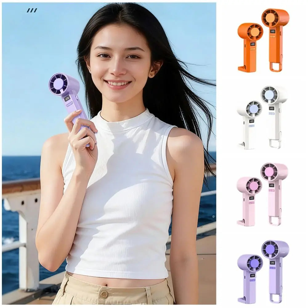 Portable USB Mini Electric Hand Fan with Digital Display
