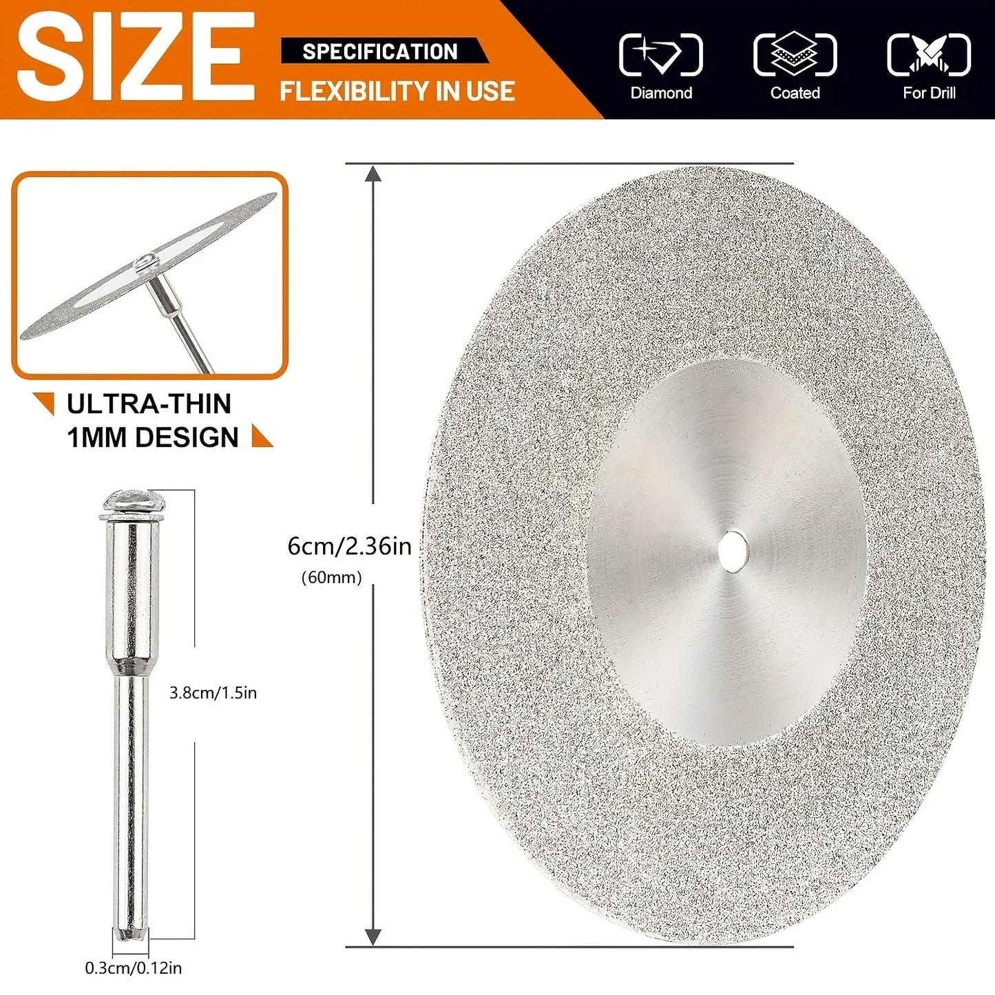 5-Piece Ultra-thin Diamond Coated Cutting Wheel Suitable Tiles Glass