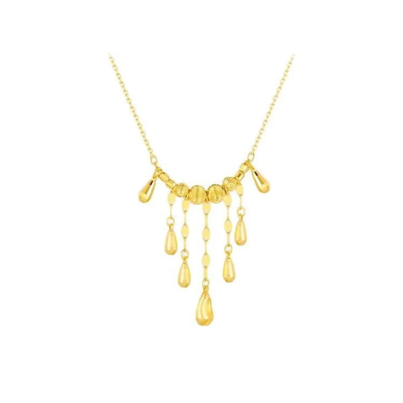 Cat-eye Tassel Water Drop Necklace for Women Light Luxury Laser Beads Dynamic Necklace Exquisite and High-end Collarbone Chain Peaceful Pleasures Health and Wellness