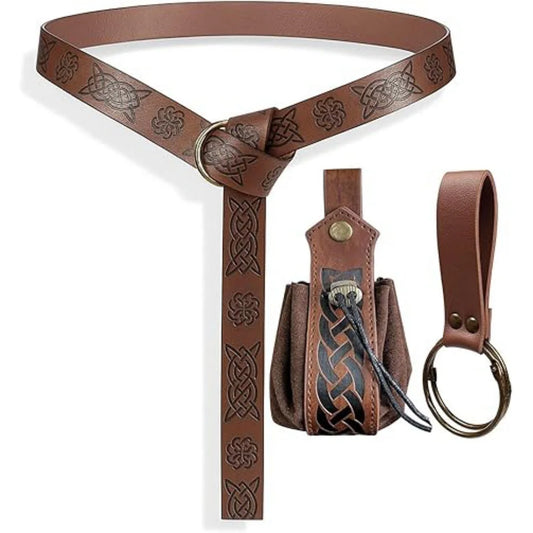 Renaissance Belt Pouch Coin Purse Skirt Hike Medieval Festival Peaceful Pleasures Health and Wellness StyleH 3PCS