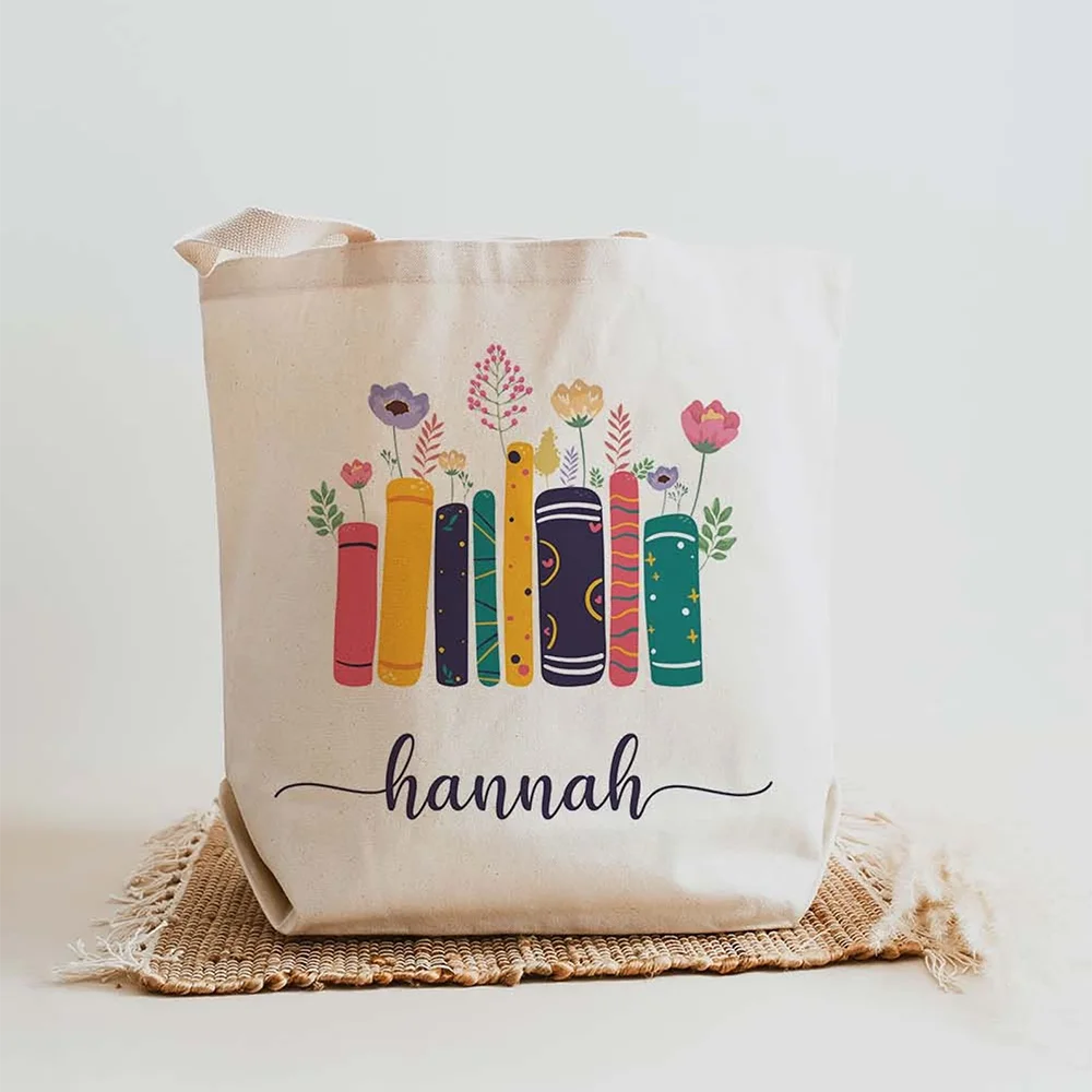 Custom Library Canvas Tote Bag | Personalized Book Bag Gift