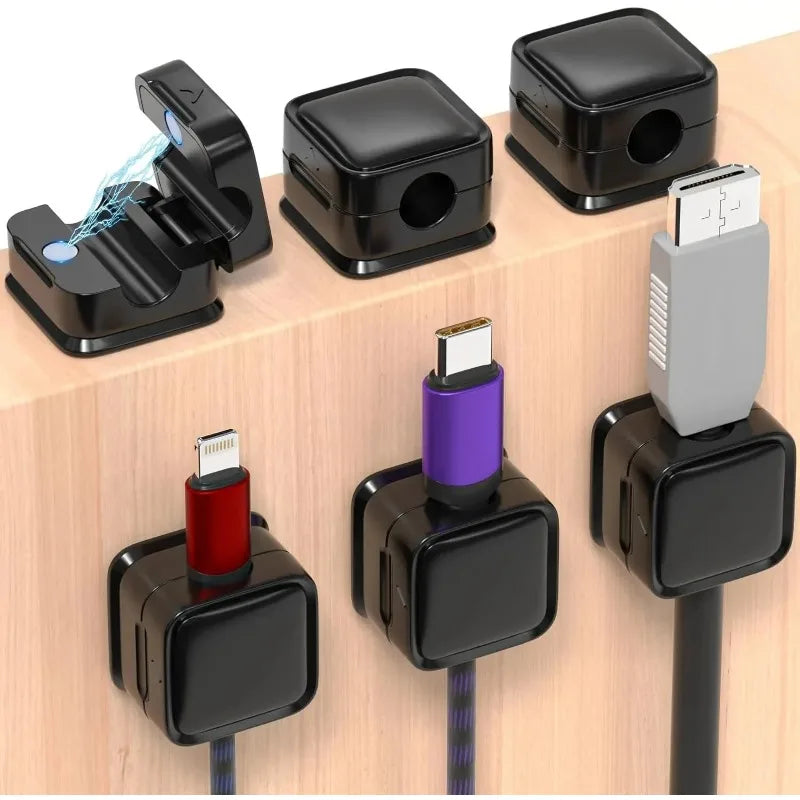 Magnetic Self-Adhesive Cable Organizer Clips | Desk Wire Management
