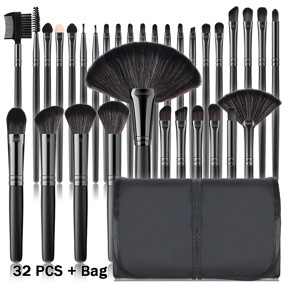 RUNTOIN 32-Piece Makeup Brush Set – Soft Fluffy Professional Kit