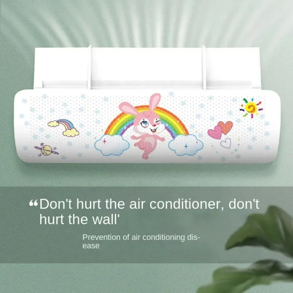 Universal Blow-proof Air Conditioner Cover with Adjustable Deflector That Can Be Rolled Up and Stored with Cartoon Graphics Peaceful Pleasures Health and Wellness