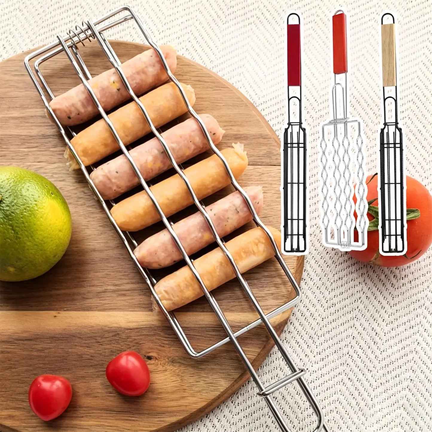Hot Dog Grill Basket – Stainless Steel BBQ Sausage Rack