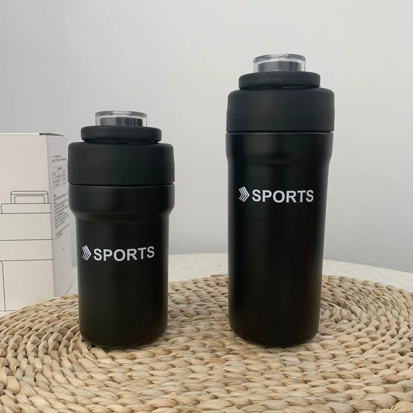 Large Insulated Water Bottle with Straw | 500ml & 680ml Thermos Insulated Water Bottle Peaceful Pleasures Health and Wellness black 500ml