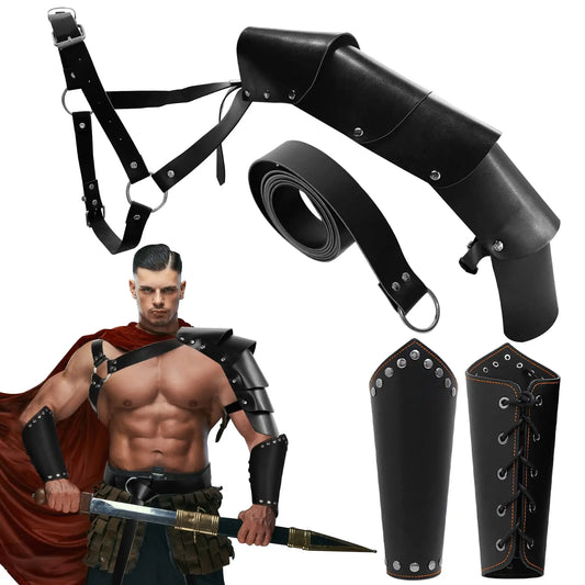 Medieval Renaissance Viking Barbarian Leather Arm Guard Bracer Nordic Peaceful Pleasures Health and Wellness
