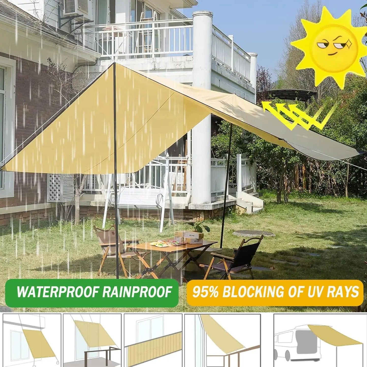 Waterproof Sun Shade Sail UV Block Canopy – Patio & Garden