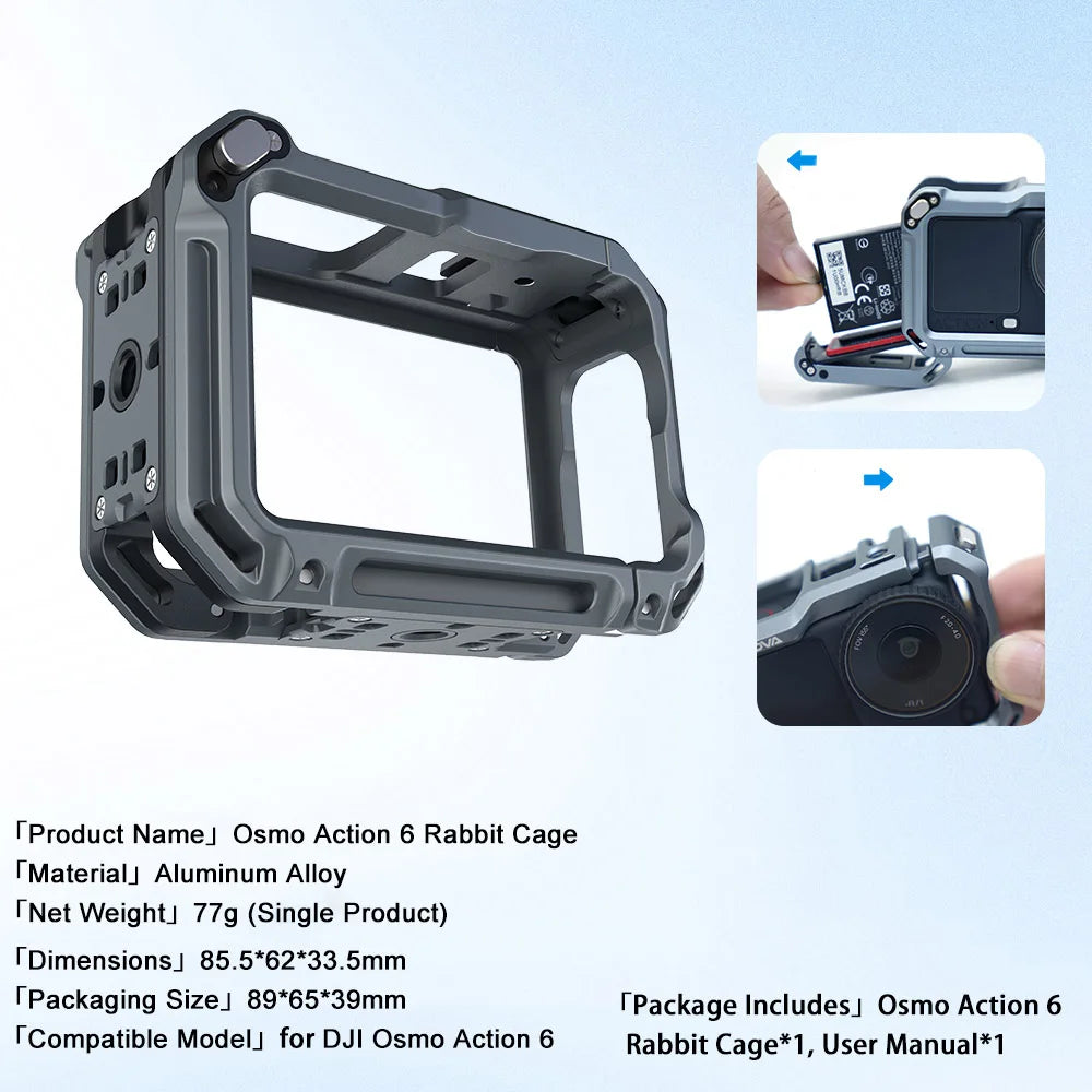 Multifunctional Metal Frame Expansion Adapter Mount Rabbit Cage Aluminum Protective Case For Dji Osmo Action6 Peaceful Pleasures Health and Wellness Default Title