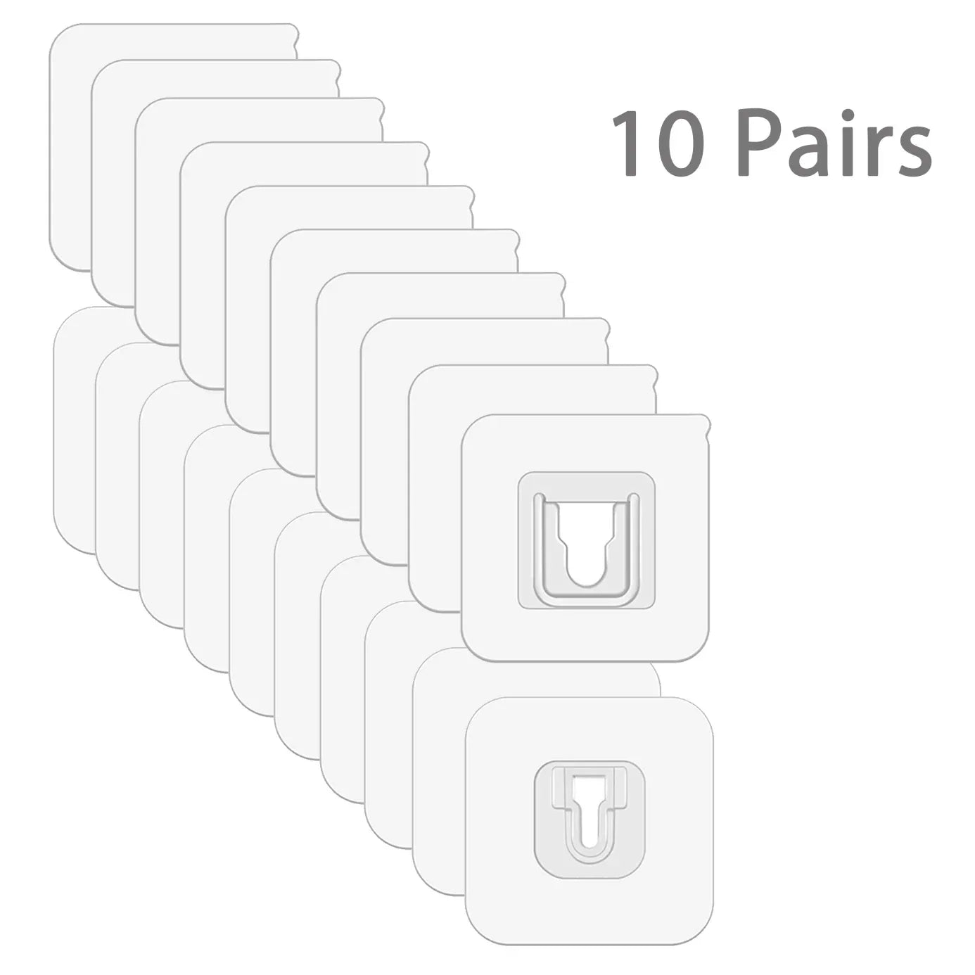 10 Pairs Transparent Adhesive Wall Hooks – No-Drill, Heavy Duty