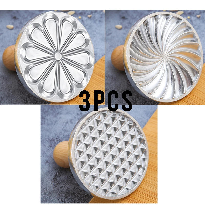 6/3/1 Cookie Cutter Aluminum Alloy Cookie Stamps Wooden Handle Smile Heart Pattern DIY Hand Press Cookie Mold for Festival Party Peaceful Pleasures Health and Wellness 3pc A
