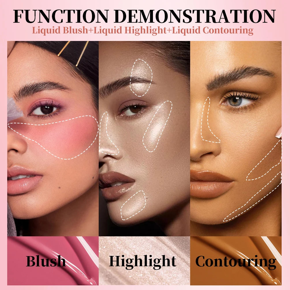 QIBEST Liquid Blush Natural Cream Cheek Eye Tint Blush Multi-use Makeup Stick Liquid Contouring Highlighter Brighten Cosmetics Peaceful Pleasures Health and Wellness