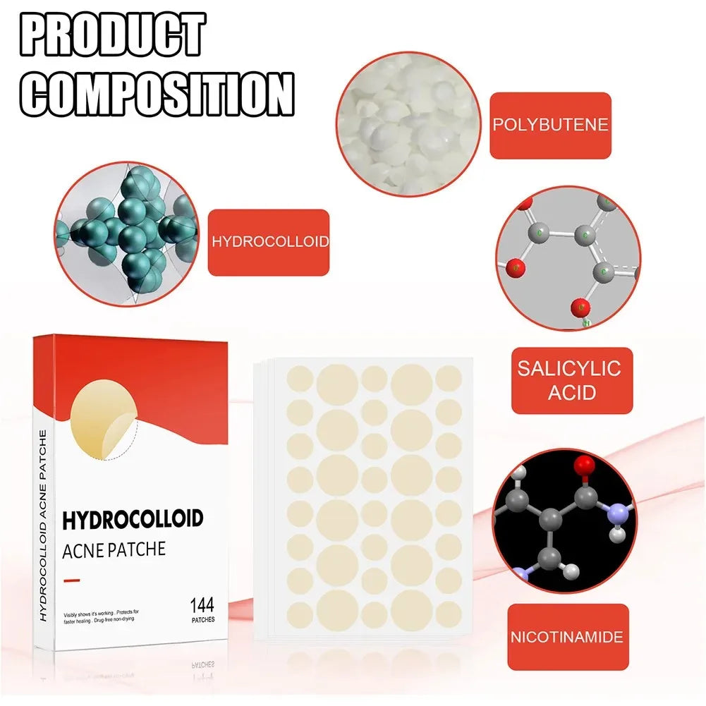 144pcs/set Face High-end Skin Care Pimple Acne Patches Professional Healing Absorbing Spot Sticker Covering for Covering Acne Peaceful Pleasures Health and Wellness