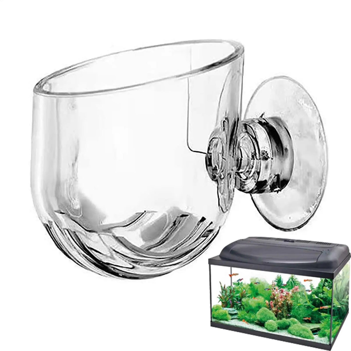 Acrylic Aquarium Plant Cup with Suction Holder | Fish Tank Pot
