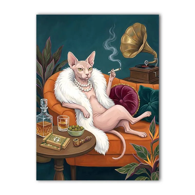 Nordic Black Cat Vintage Canvas Wall Art Poster Print | Home Decor Canvas Wall Art Peaceful Pleasures Health and Wellness 01 40x50cm No Frame China Mainland