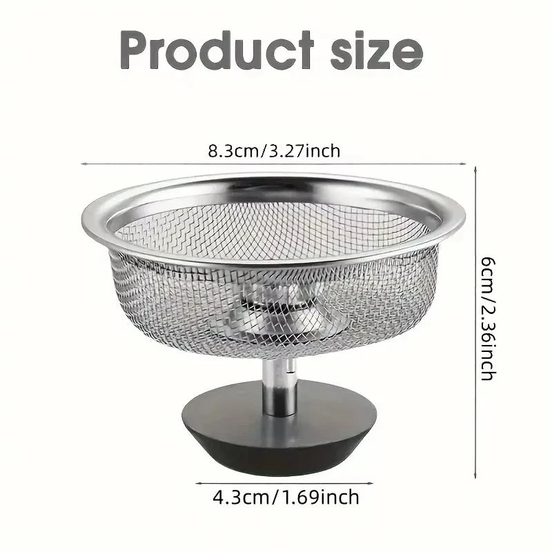 2-Pack Stainless Steel Kitchen Sink Strainer with Handle & Stopper
