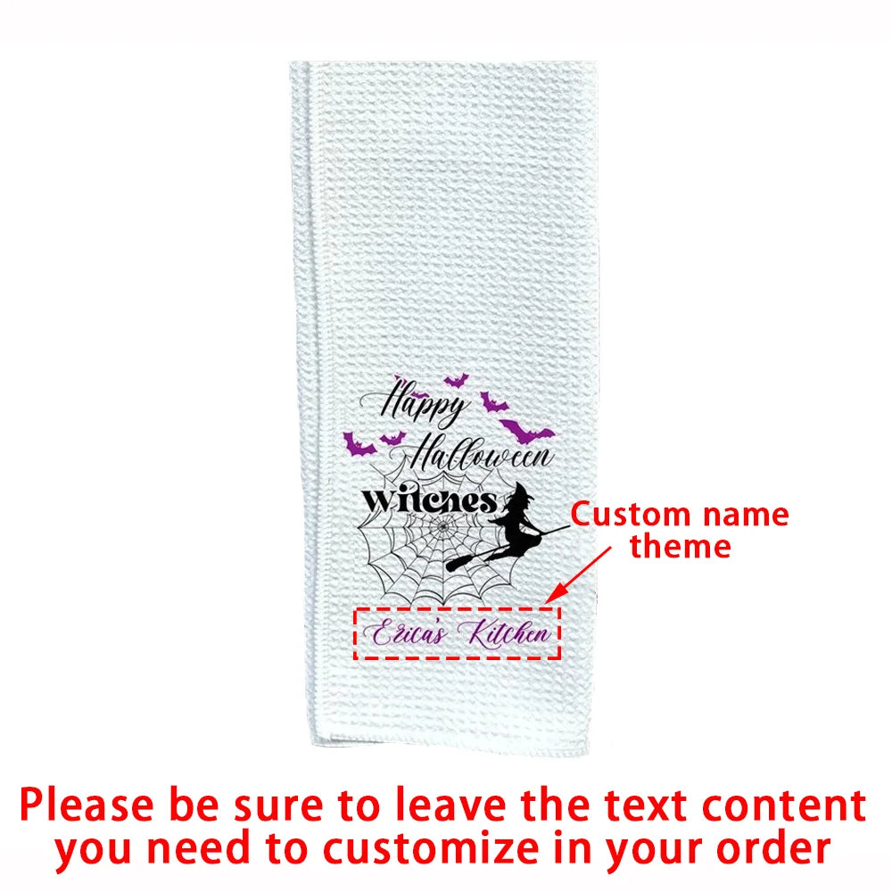 Custom Halloween Dish Towel | Personalized Kitchen Tea Towel