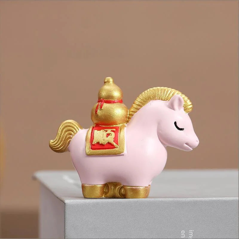 Red Resin Horse Figurine | Chinese Zodiac Good Luck Ornament
