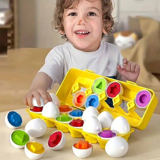 Color & Shape Matching Egg Toys for Toddlers | 6/12pcs Set Educational Sorting Toy Peaceful Pleasures Health and Wellness