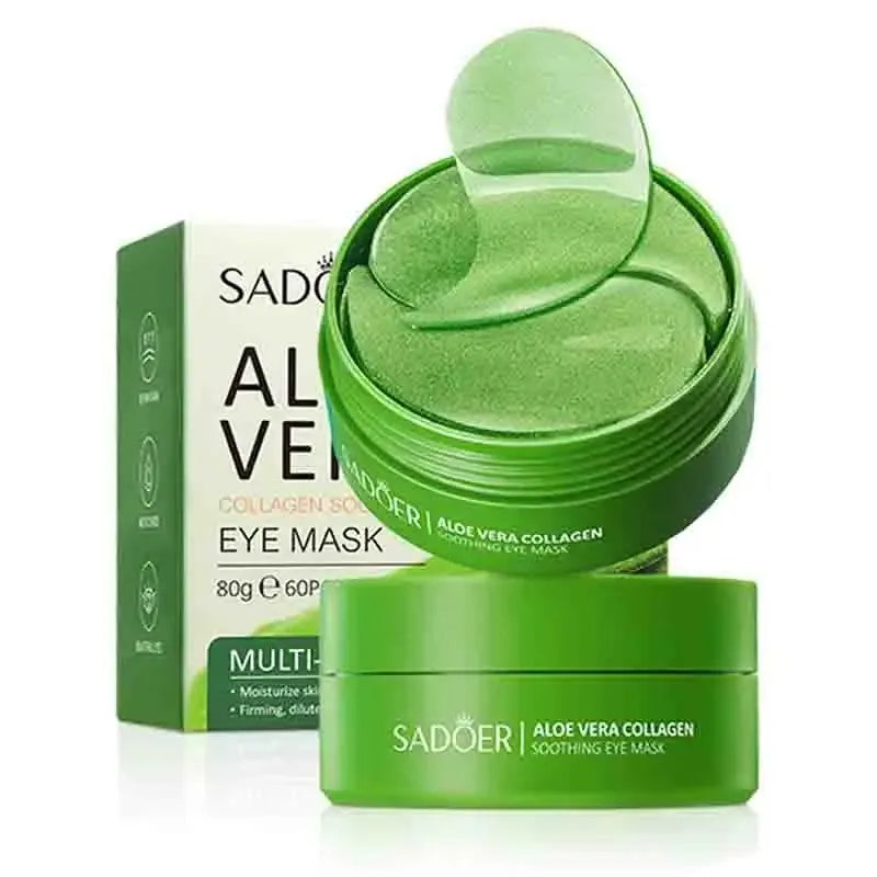 60pcs Aloe Vera Collagen Eye Mask Anti Dark Circles Eyes Bags Moisturizing Anti-Wrinkles Eye Patches Eyes Skin Care Products Peaceful Pleasures Health and Wellness 1box