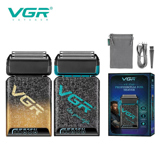 VGR new reciprocating men's shaver gradient color ice crack body high-end shaver intelligent digital hair whitening device V-374 Peaceful Pleasures Health and Wellness