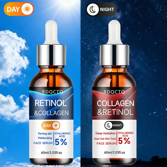 Retinol & Collagen Day Night Serum 2-Pack | Hyaluronic Acid Face Serum Set Oasis Select