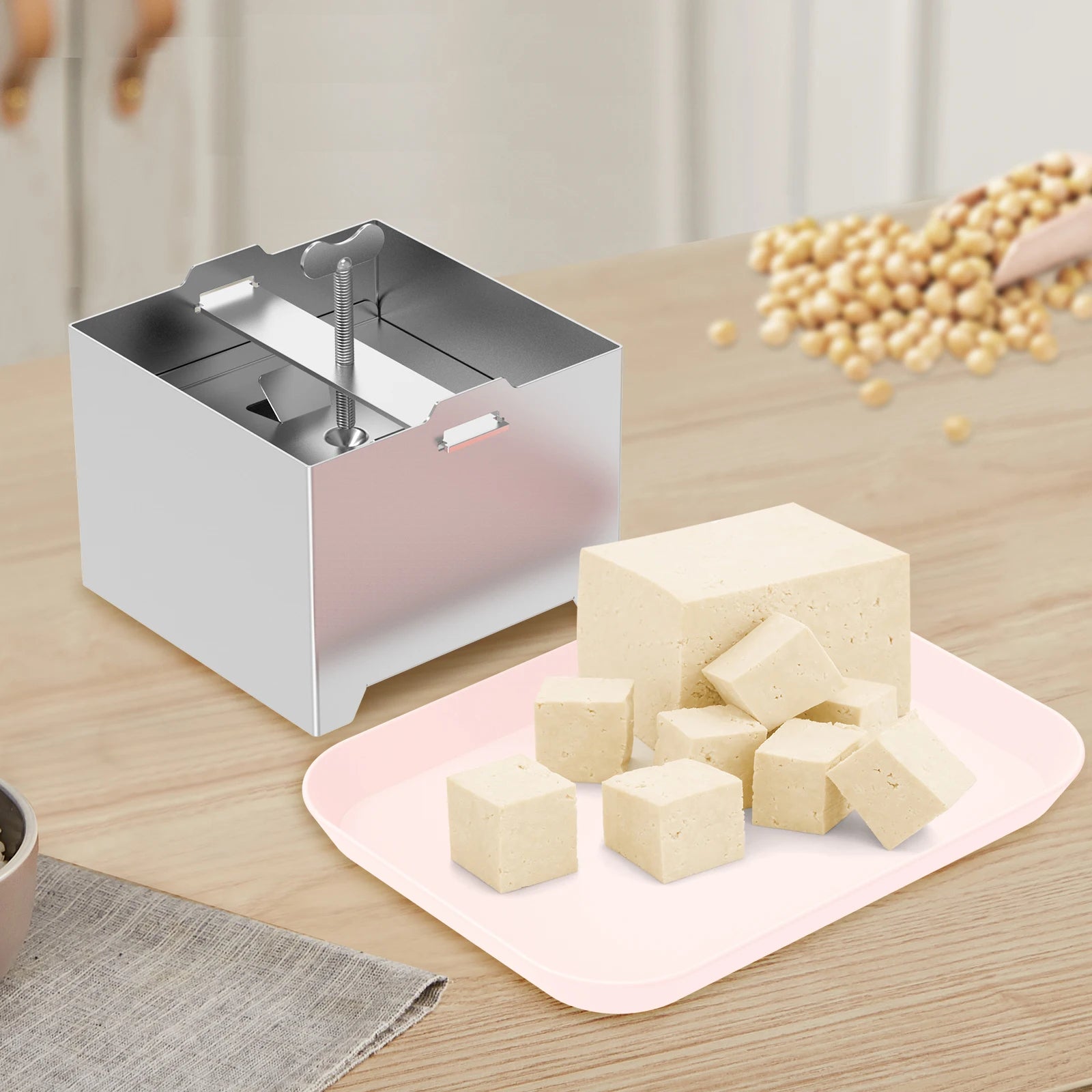 Tofu Press Mould Cheese Making Molds Food Grade Stainless Steel Tofu Maker Press Mold Kit Homemade Tofu Mold Kitchen Tool Set Peaceful Pleasures Health and Wellness