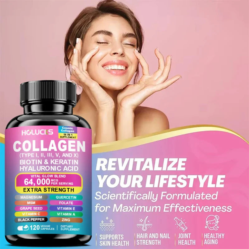 HOLUCKS Collagen Complex with Biotin & Hyaluronic Acid | 60-120ct