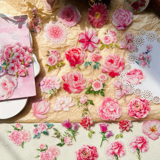 Floral Waterproof Stickers – Transparent Flower Decals for Crafts Craft Stickers Peaceful Pleasures Health and Wellness