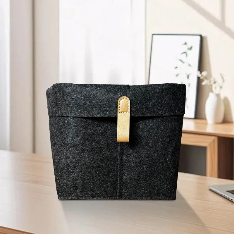 Various Clothes Felt Storage Baskets for Home Bathroom Office Toy Underwear Laundry Bucket Sundries Box for Dormitory Peaceful Pleasures Health and Wellness BLACK