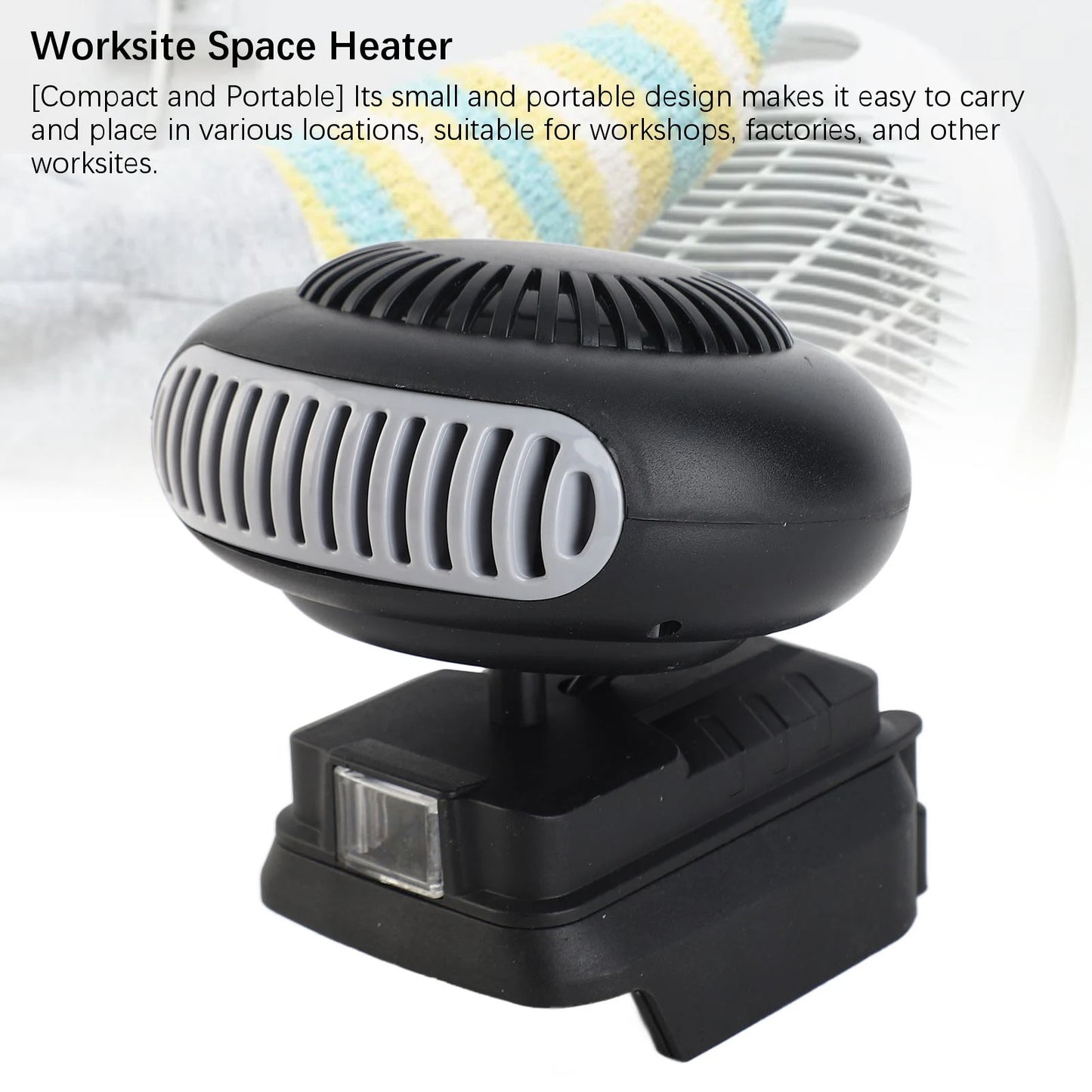 Electric Heater Fan 18V Battery Powered Space Heater 170W Versatile Quiet Portable for Workshop Peaceful Pleasures Health and Wellness
