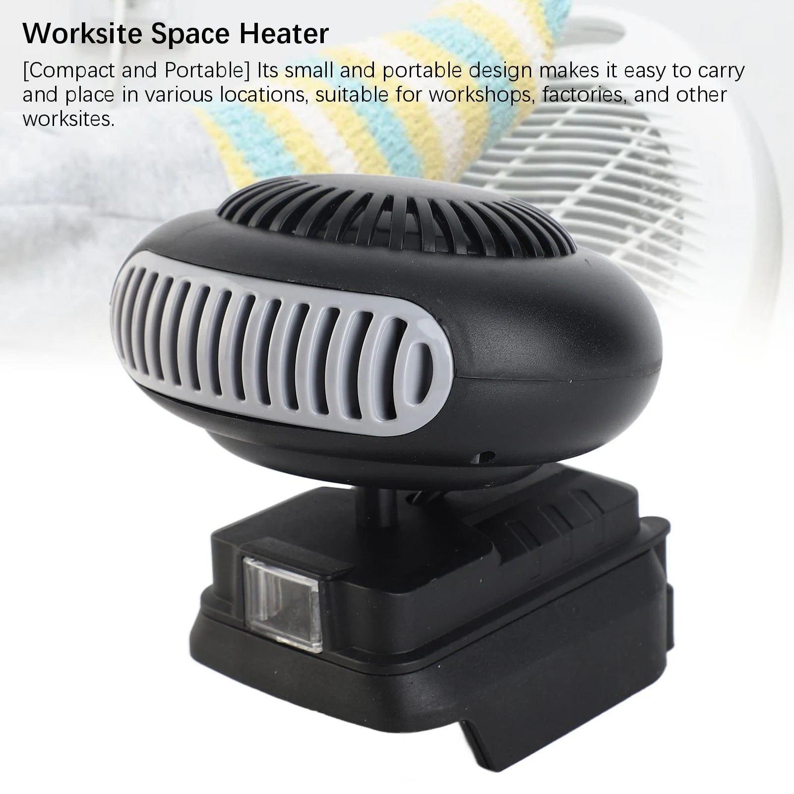 Electric Heater Fan 18V Battery Powered Space Heater 170W Versatile Quiet Portable for Workshop Peaceful Pleasures Health and Wellness