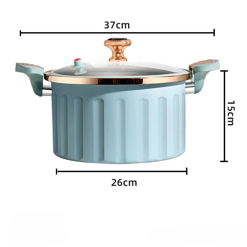 Micro Pressure Cooker Household Large Capacity cooking Pot with Double Ear Non-stick Multi-function Soup Pot Pressure Cooking Peaceful Pleasures Health and Wellness BLUE