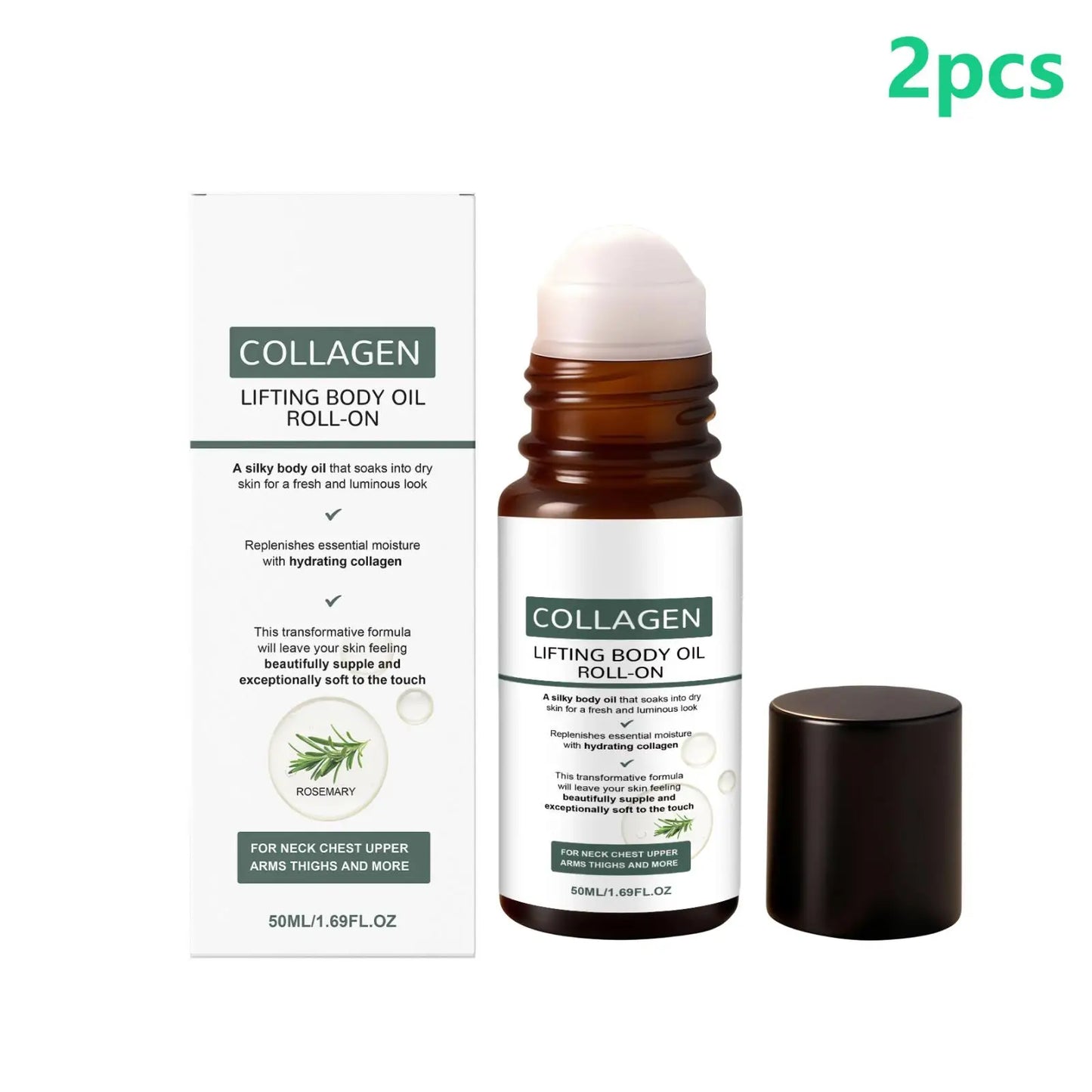 Collagen Lifting Body Oil Roll-On for Firm Skin Peaceful Pleasures Health and Wellness 2pcs