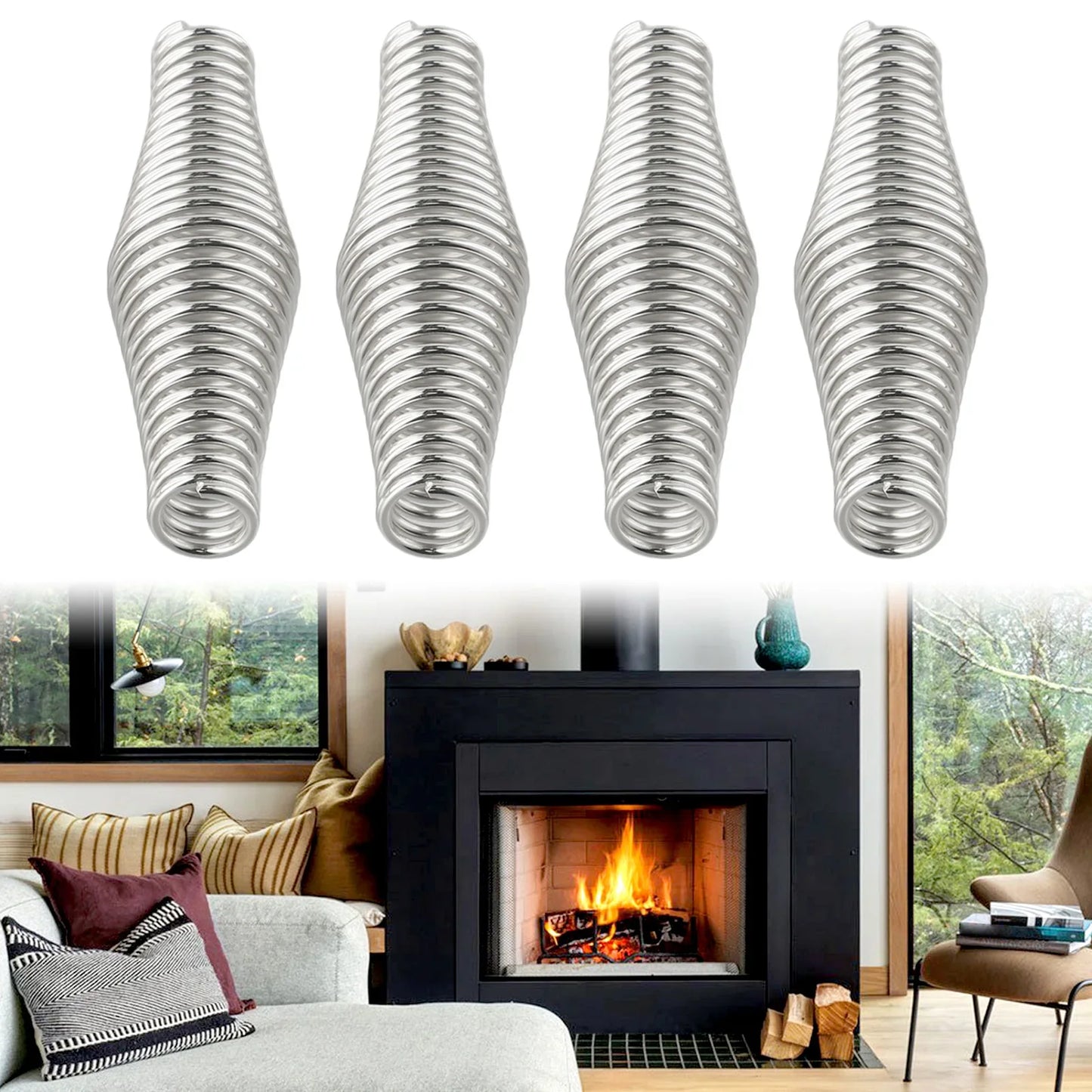 Chrome Spring Handles for Wood Stove, Grill & Fireplace Door