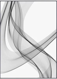 Abstract Geometric Black & White Wavy Canvas Wall Art Print