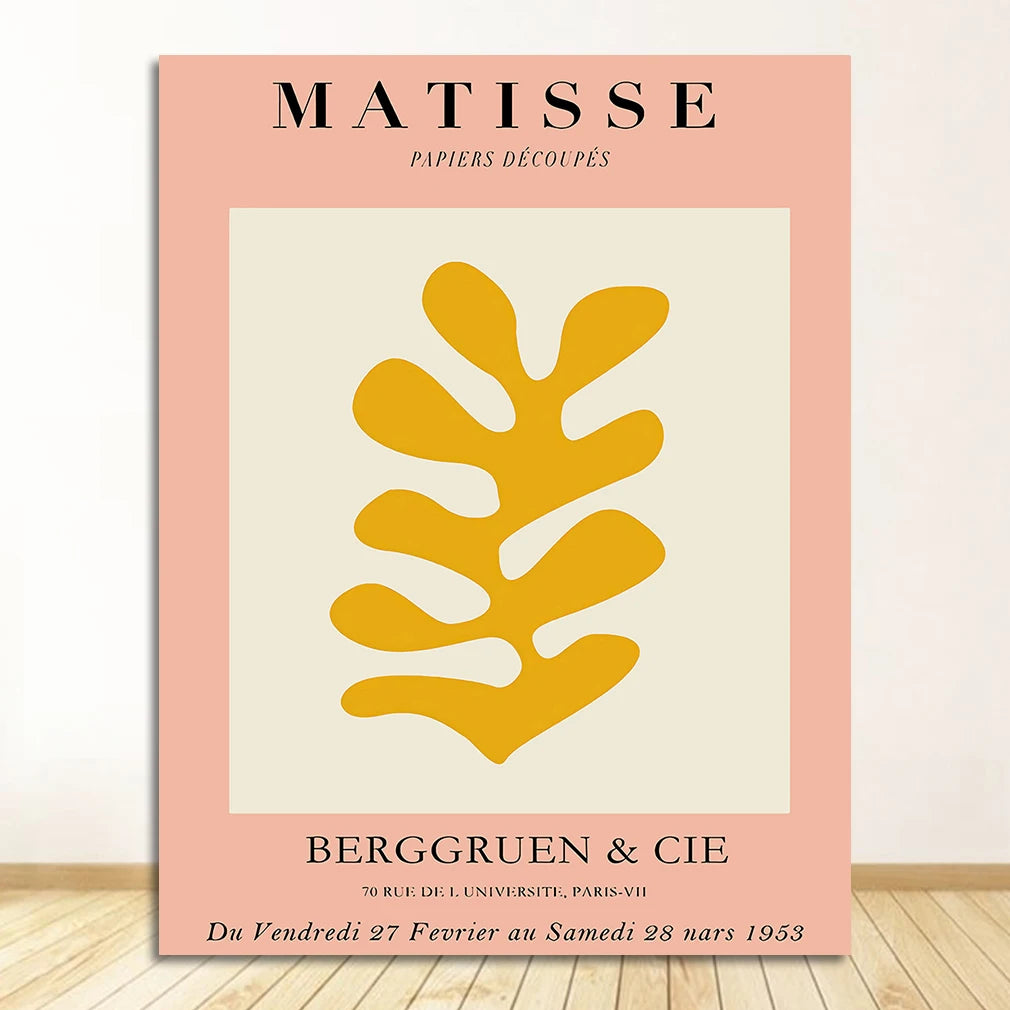 Nordic Matisse Leaf & Figure Canvas Wall Art | Living Room