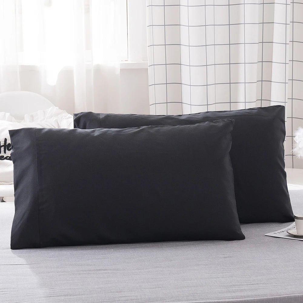 Battilo 2pcs Solid Envelope Pillowcases Queen King Size Pillowcover Soft&Breathab Microfiber Cushion Cover For Bed Hotel Bedding Peaceful Pleasures Health and Wellness Black King20x40inch