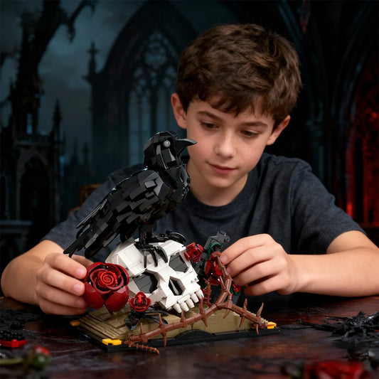 Gothic Crow Skull Roses MOC Building Blocks Set – 733 Pcs MOC Building Set Peaceful Pleasures Health and Wellness