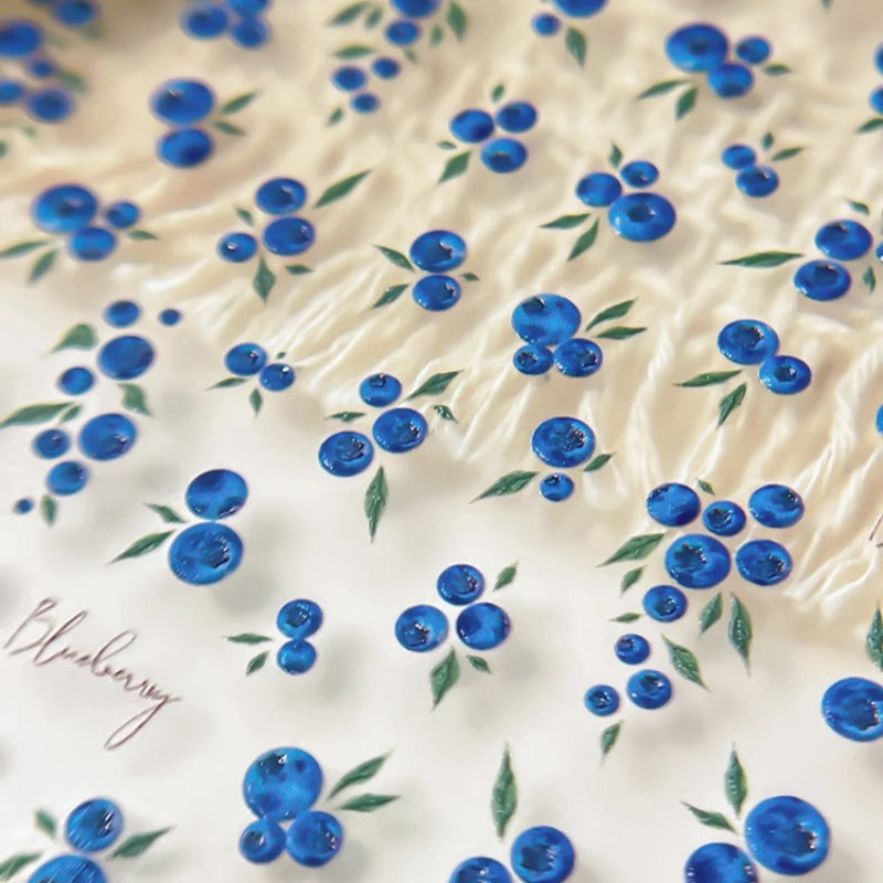 3D Embossed Blueberry Polka Dot Nail Stickers | Fruit Nail Art