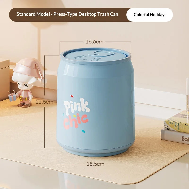 Creative Shaped Push Type Plastic Large Multifunctional Trash Can with Durable Lid for Home Bathroom Living Room Peaceful Pleasures Health and Wellness S Blue C