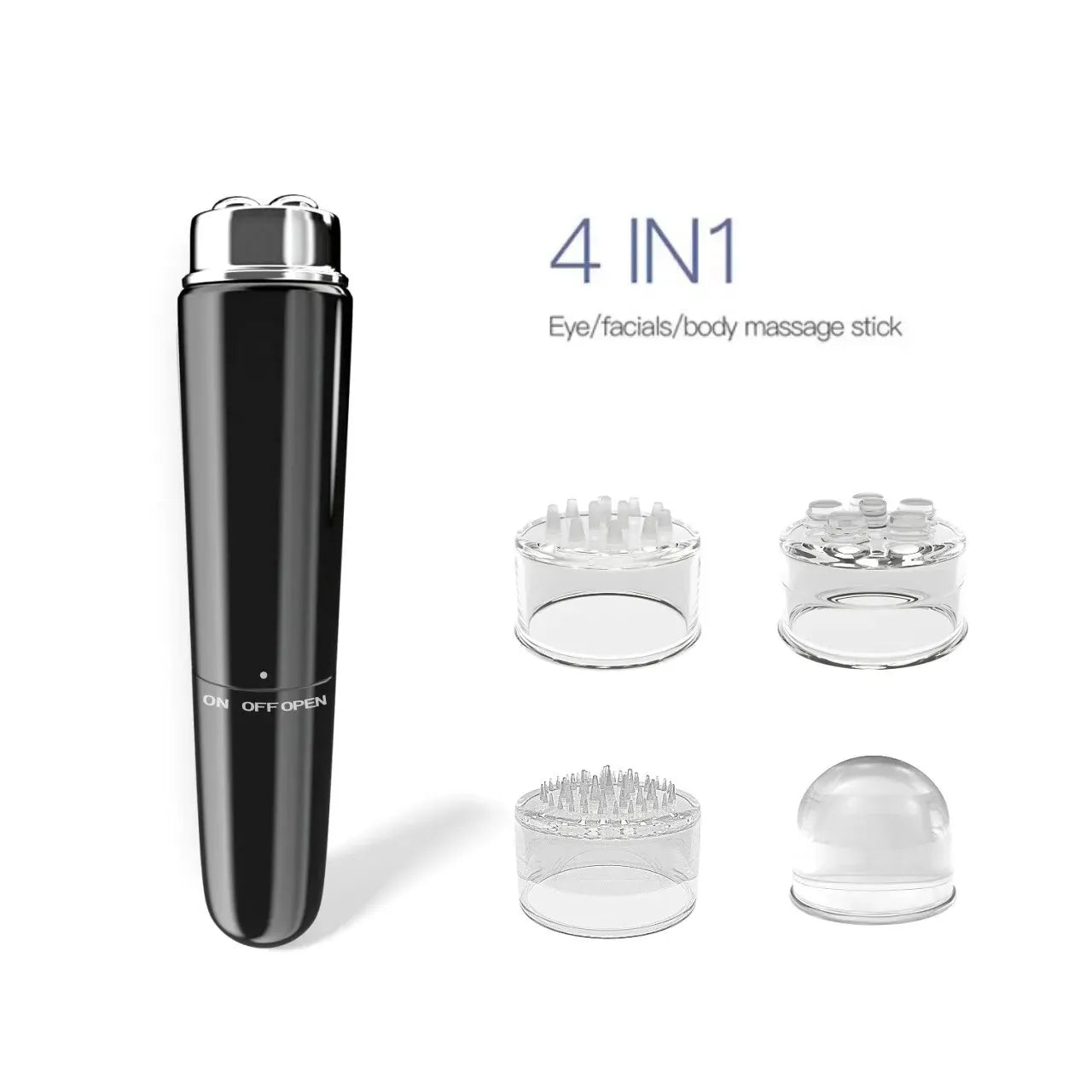 4 in 1 Electric Eye Massager Micro Vibration Facial Beauty Instrument for Relax Eye Dark Circles Eye Bags Puffiness Eye Massage Peaceful Pleasures Health and Wellness C542-black