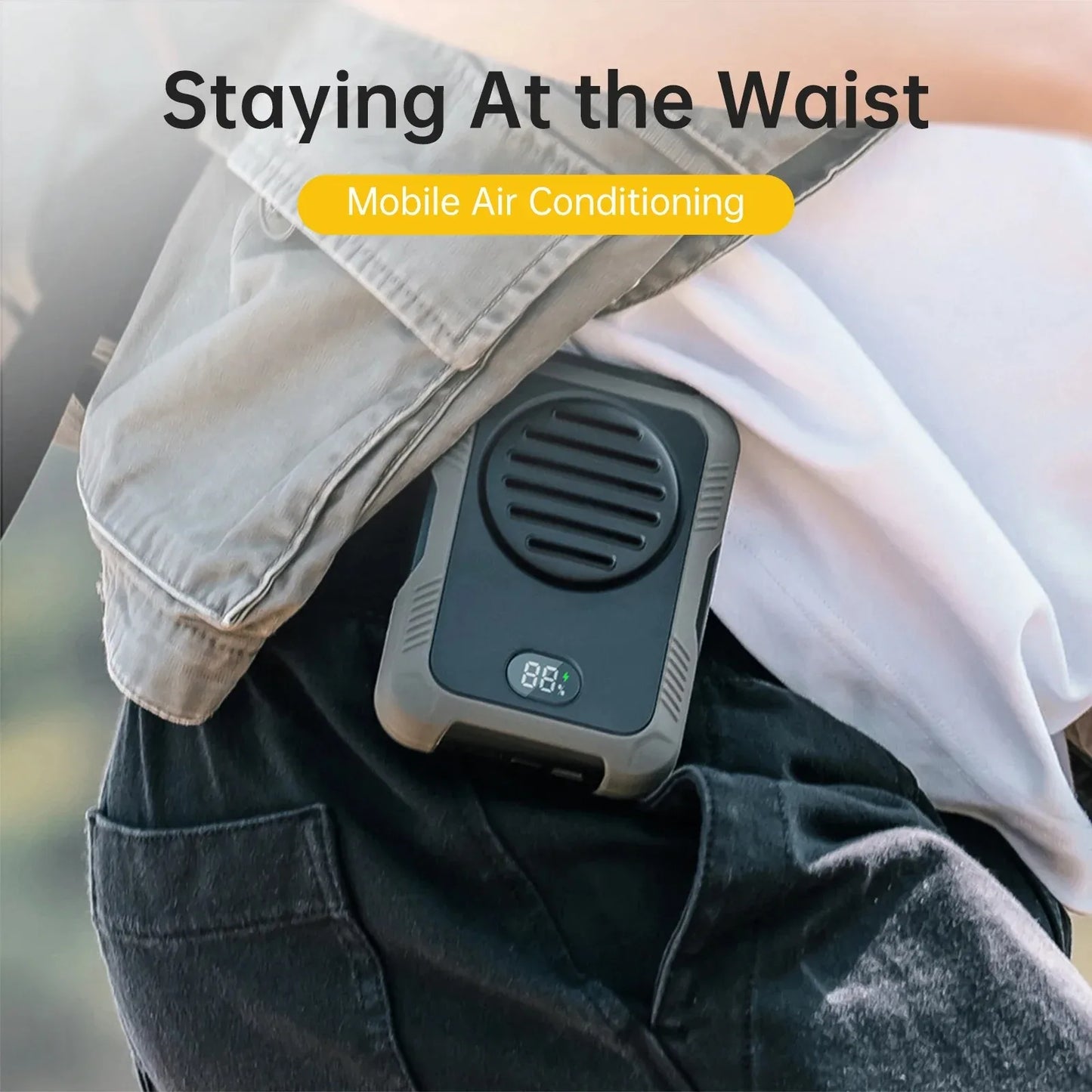 Rechargeable Bladeless Portable Neck Waist Fan 3-Speed with 2000mAh Power Bank LED Display USB for Outdoor Sports Working Peaceful Pleasures Health and Wellness
