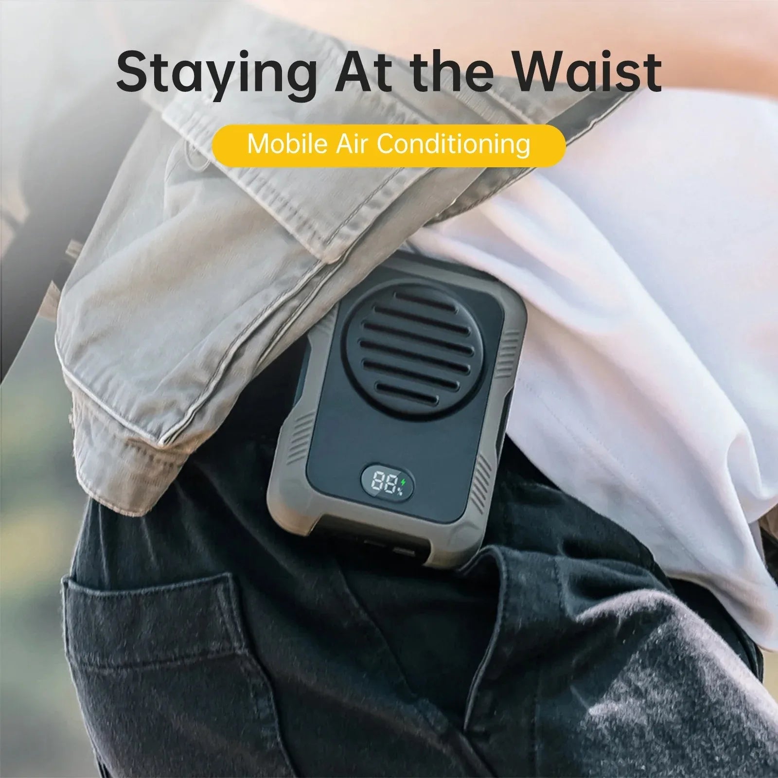 Rechargeable Bladeless Portable Neck Waist Fan 3-Speed with 2000mAh Power Bank LED Display USB for Outdoor Sports Working Peaceful Pleasures Health and Wellness